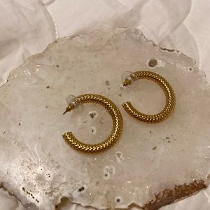 Gold Textured Hoop Earrings